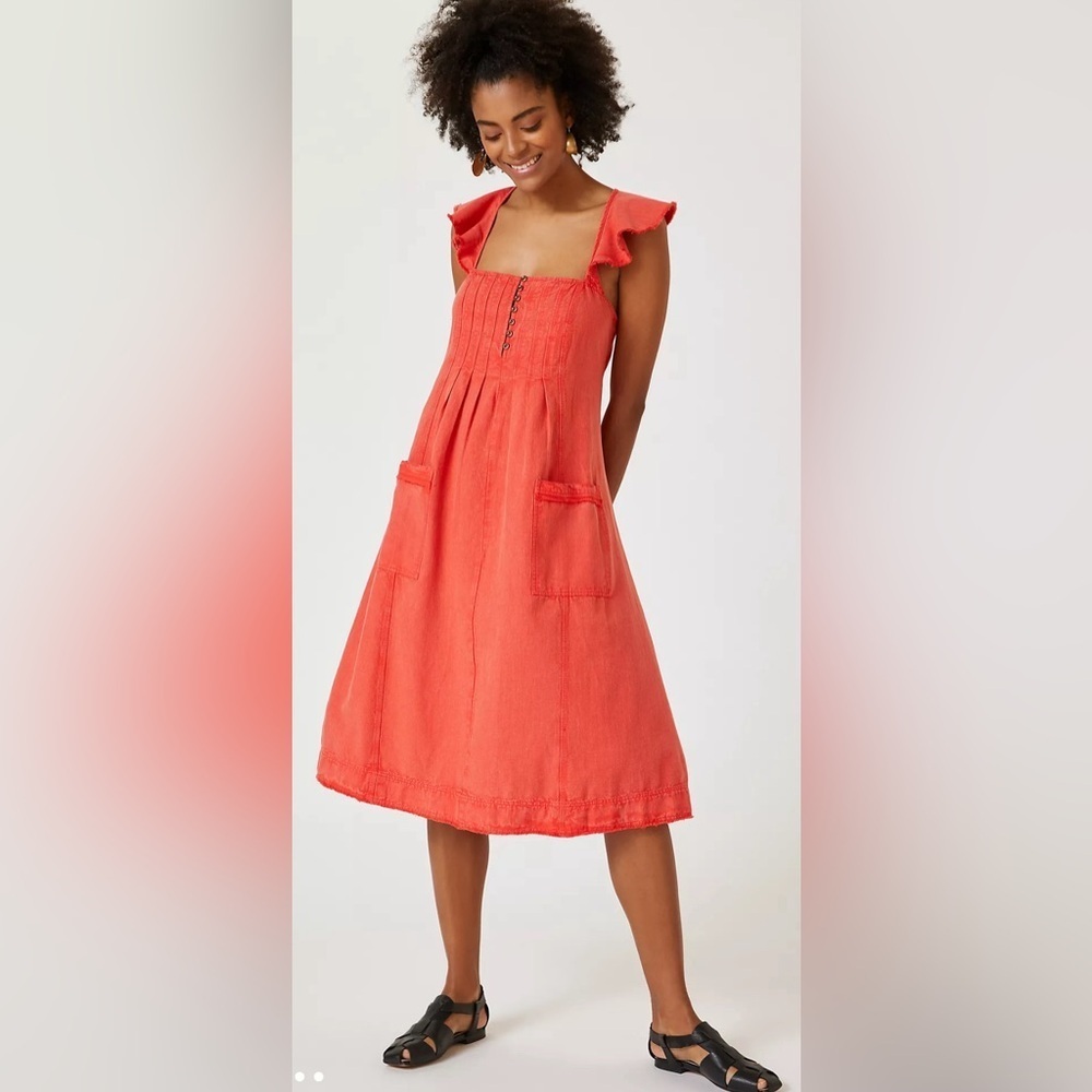 NWT Anthropologie Pilcro Flutter Sleeve Midi Dress, Size XL